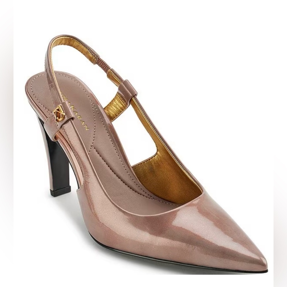 NWT Donna Karan Slingback Mink patent leather shoe.